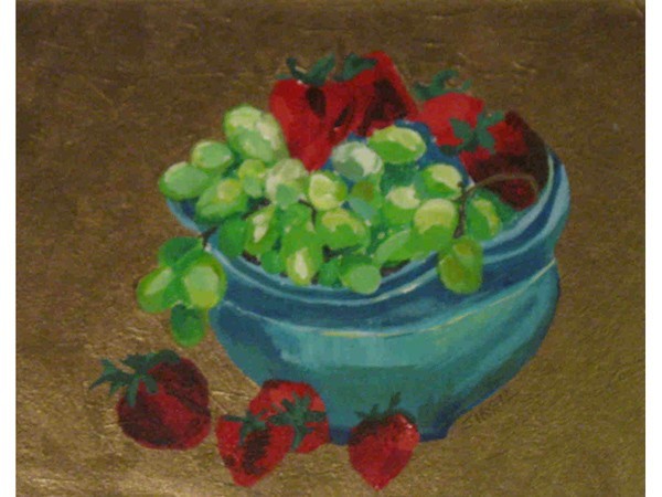 Judy Finestone, Jewel Fruit, Acrylic, 13in x 15in framed