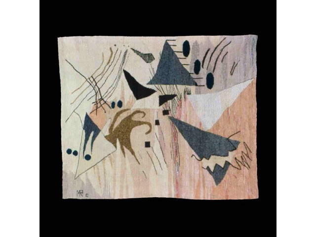 Myra Reichel, Triangle IV, 4 ft x 5 ft, hand woven tapestry wool and other materials on cotton warp